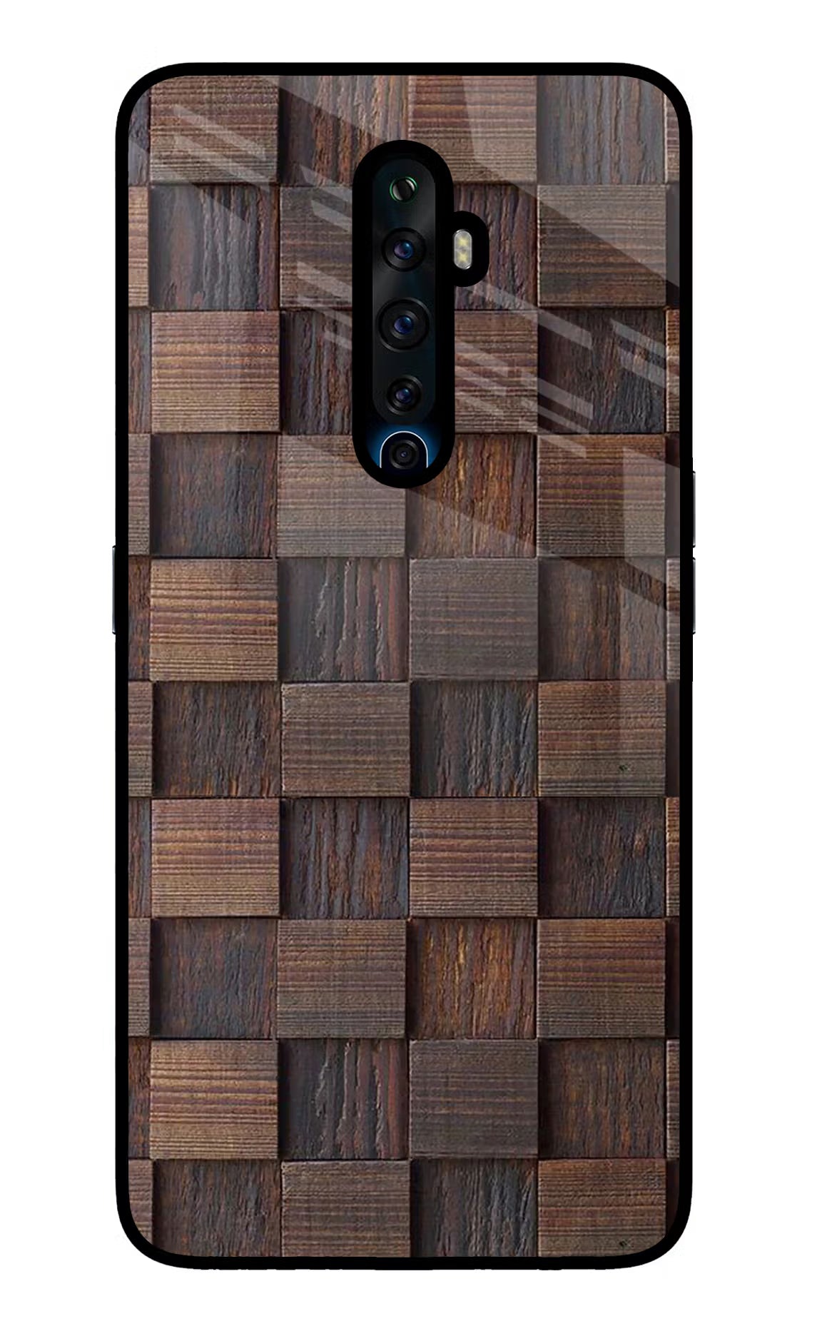 Wooden Cube Design Oppo Reno2 Z Glass Case Back Cover by Casekaro
