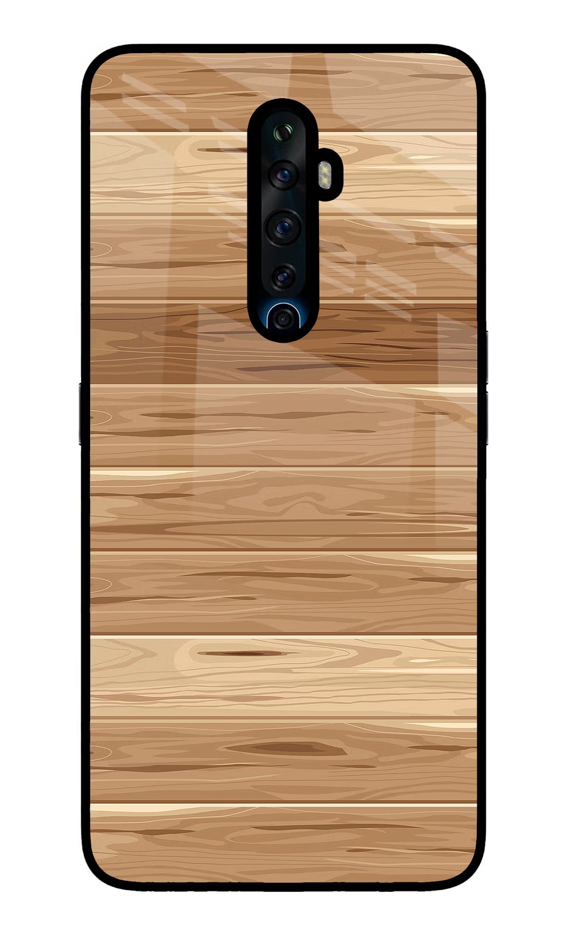Wooden Vector Oppo Reno2 Z Glass Case Back Cover by Casekaro