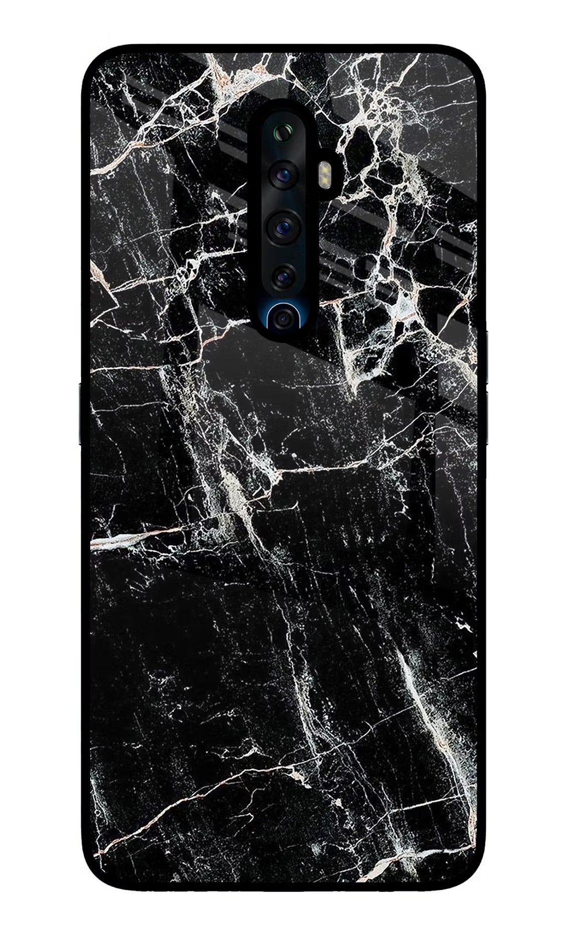 Black Marble Texture Oppo Reno2 Z Glass Case Back Cover by Casekaro