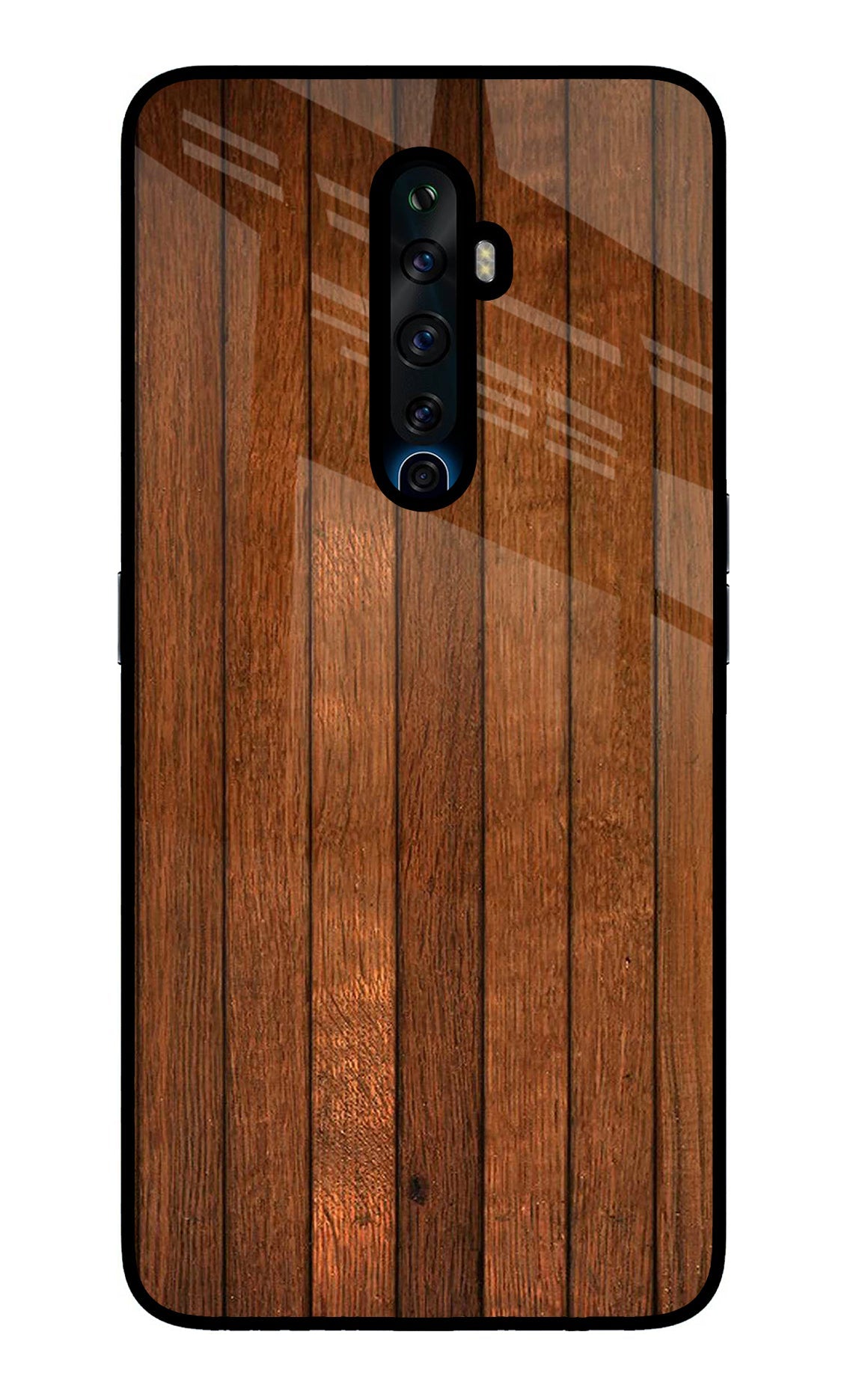 Wooden Artwork Bands Oppo Reno2 Z Glass Case