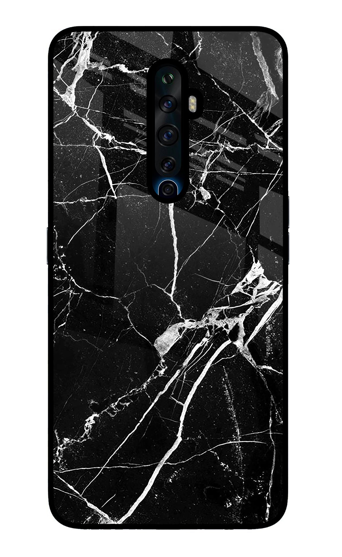 Black Marble Pattern Oppo Reno2 Z Glass Case