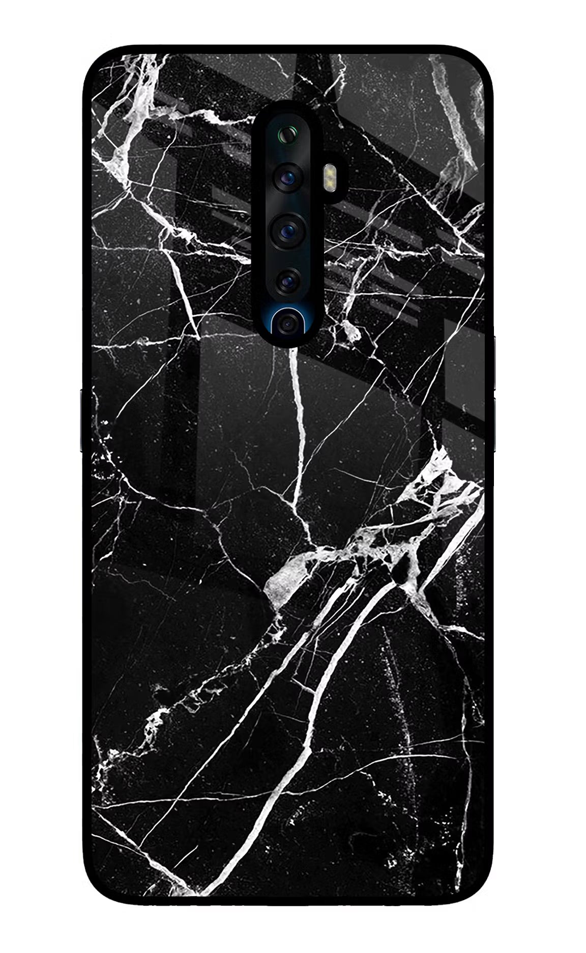 Black Marble Pattern Oppo Reno2 Z Glass Case Back Cover by Casekaro
