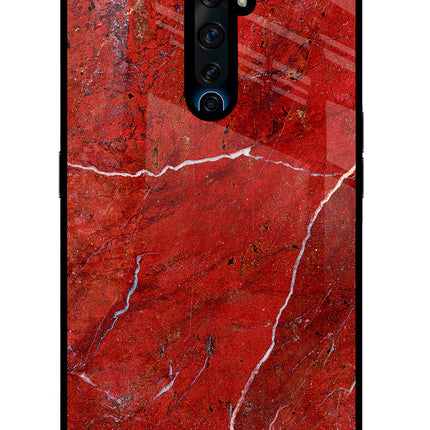 Red Marble Design Oppo Reno2 Z Glass Case Back Cover by Casekaro