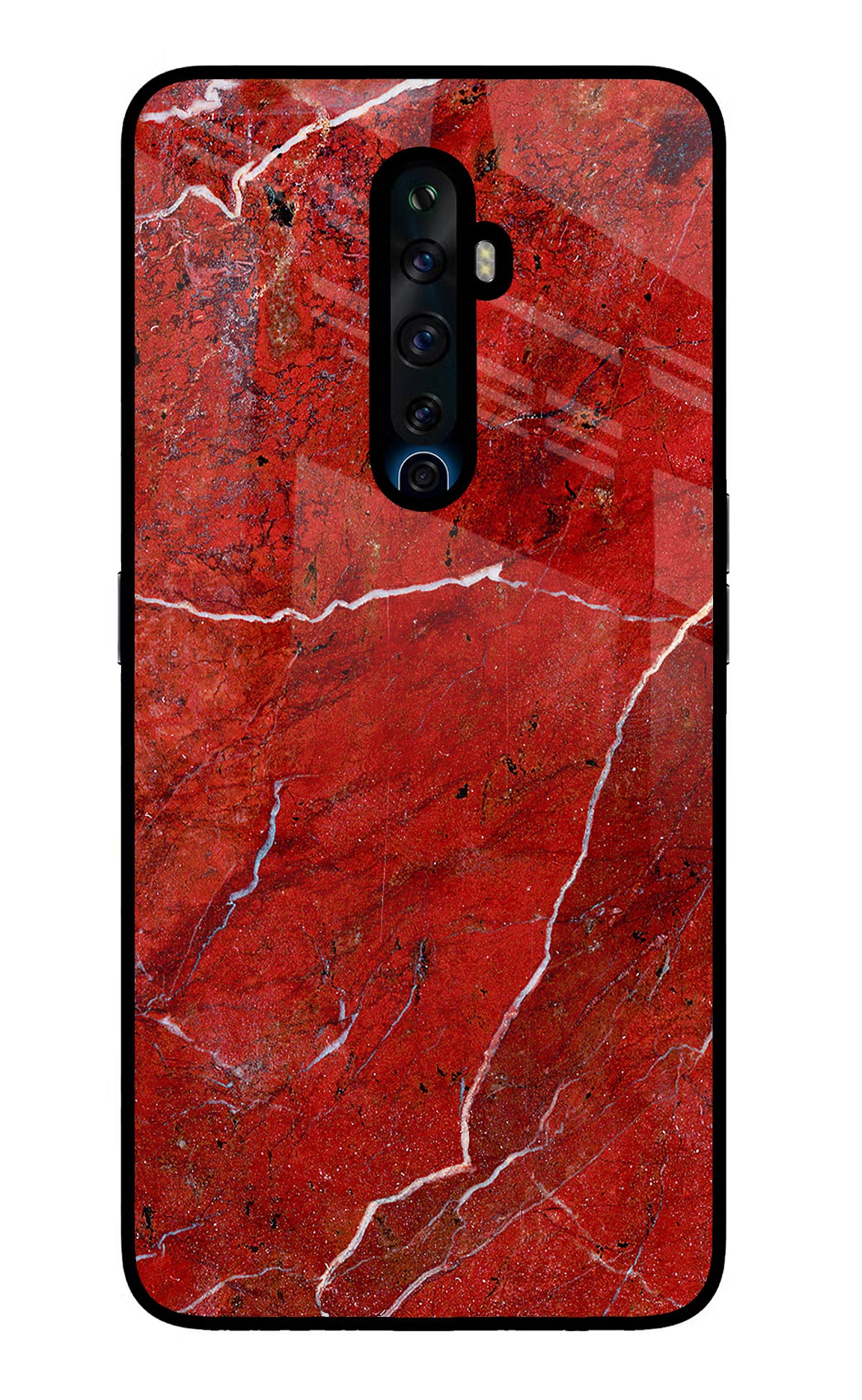 Red Marble Design Oppo Reno2 Z Glass Case Back Cover by Casekaro