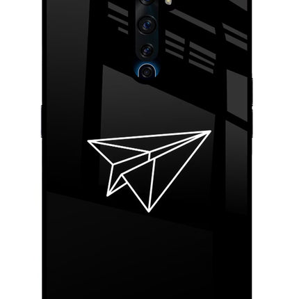 Paper Plane White Oppo Reno2 Z Glass Case Back Cover by Casekaro