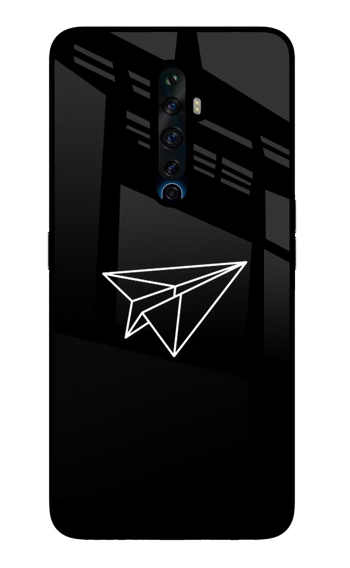 Paper Plane White Oppo Reno2 Z Glass Case Back Cover by Casekaro