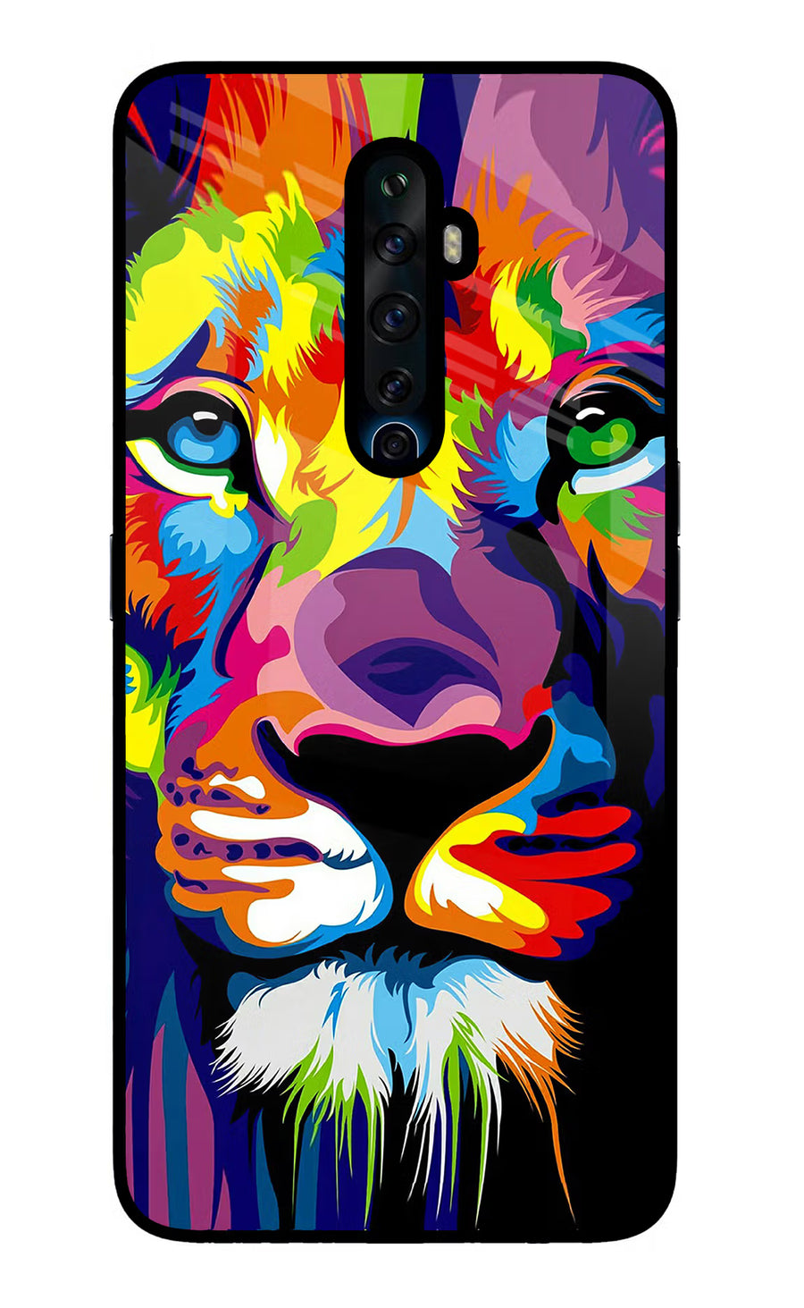 Lion Oppo Reno2 Z Back Cover, Glass case