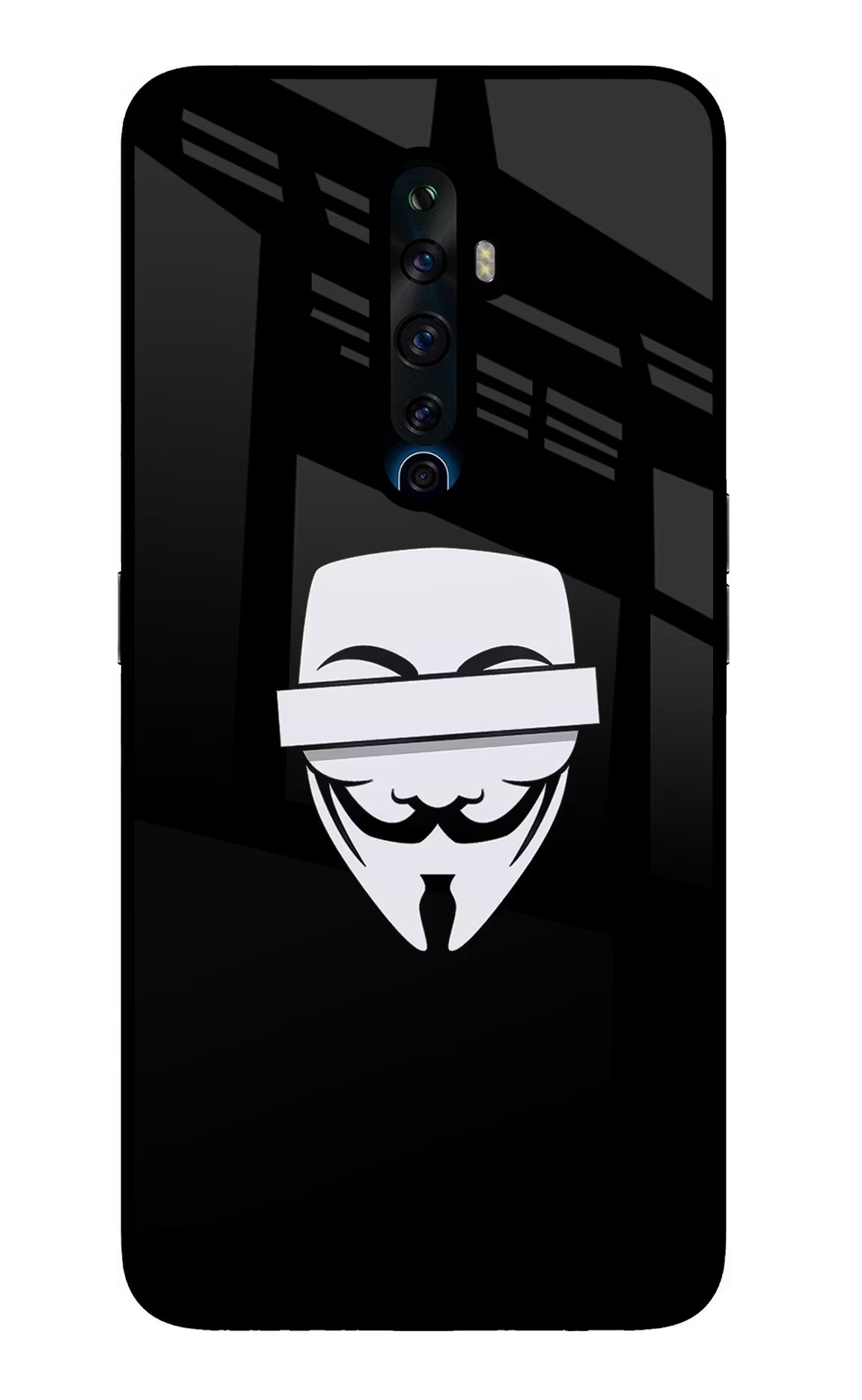 Anonymous Face Oppo Reno2 Z Glass Case Back Cover by Casekaro