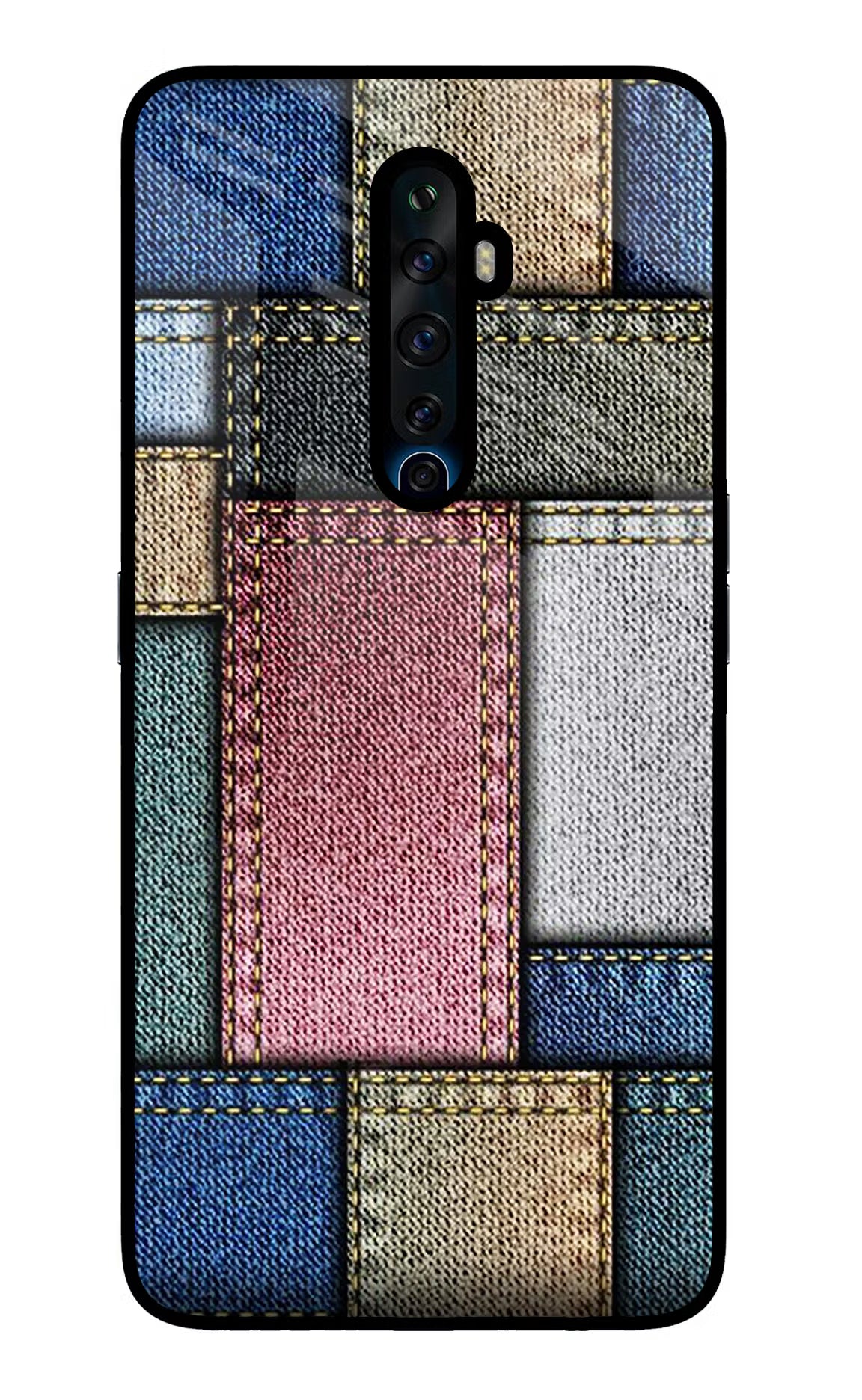 Multicolor Jeans Oppo Reno2 Z Glass Case Back Cover by Casekaro