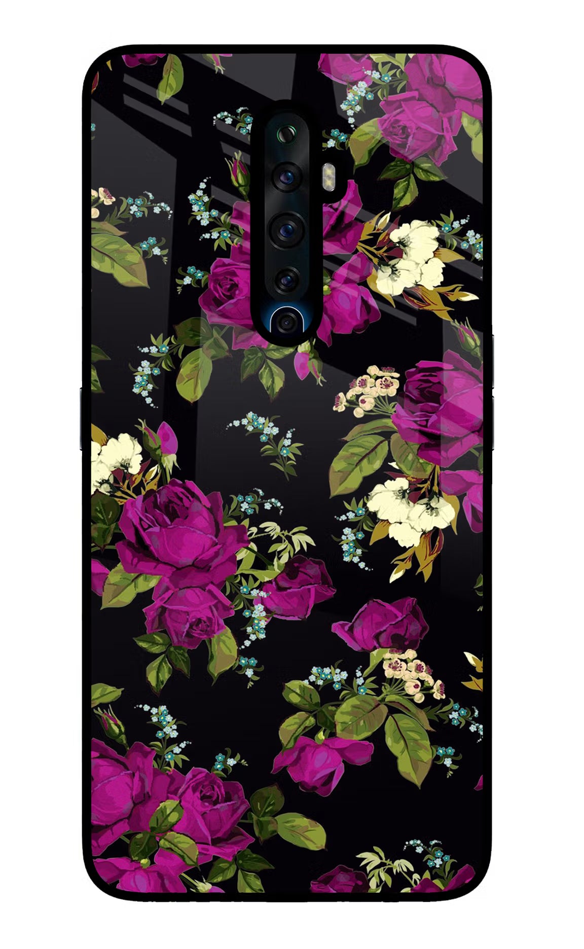 Flowers Oppo Reno2 Z Glass Case Back Cover by Casekaro