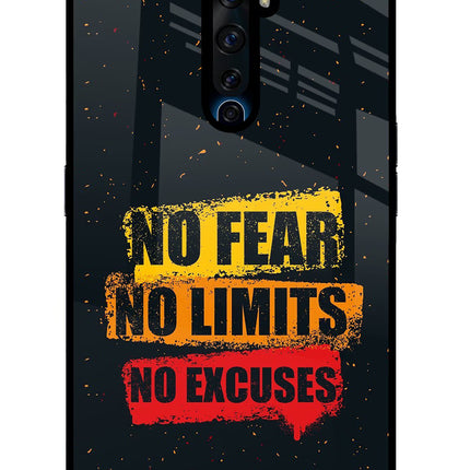 No Fear No Limits No Excuse Oppo Reno2 Z Glass Case Back Cover by Casekaro