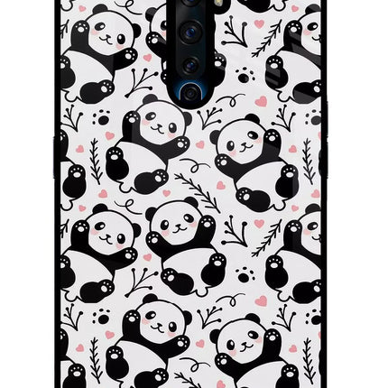 Cute Panda Oppo Reno2 Z Glass Case Back Cover by Casekaro