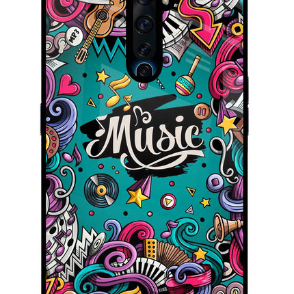 Music Graffiti Oppo Reno2 Z Glass Case Back Cover by Casekaro