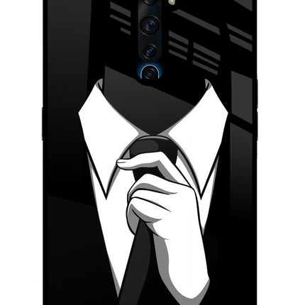 Black Tie Oppo Reno2 Z Glass Case Back Cover by Casekaro