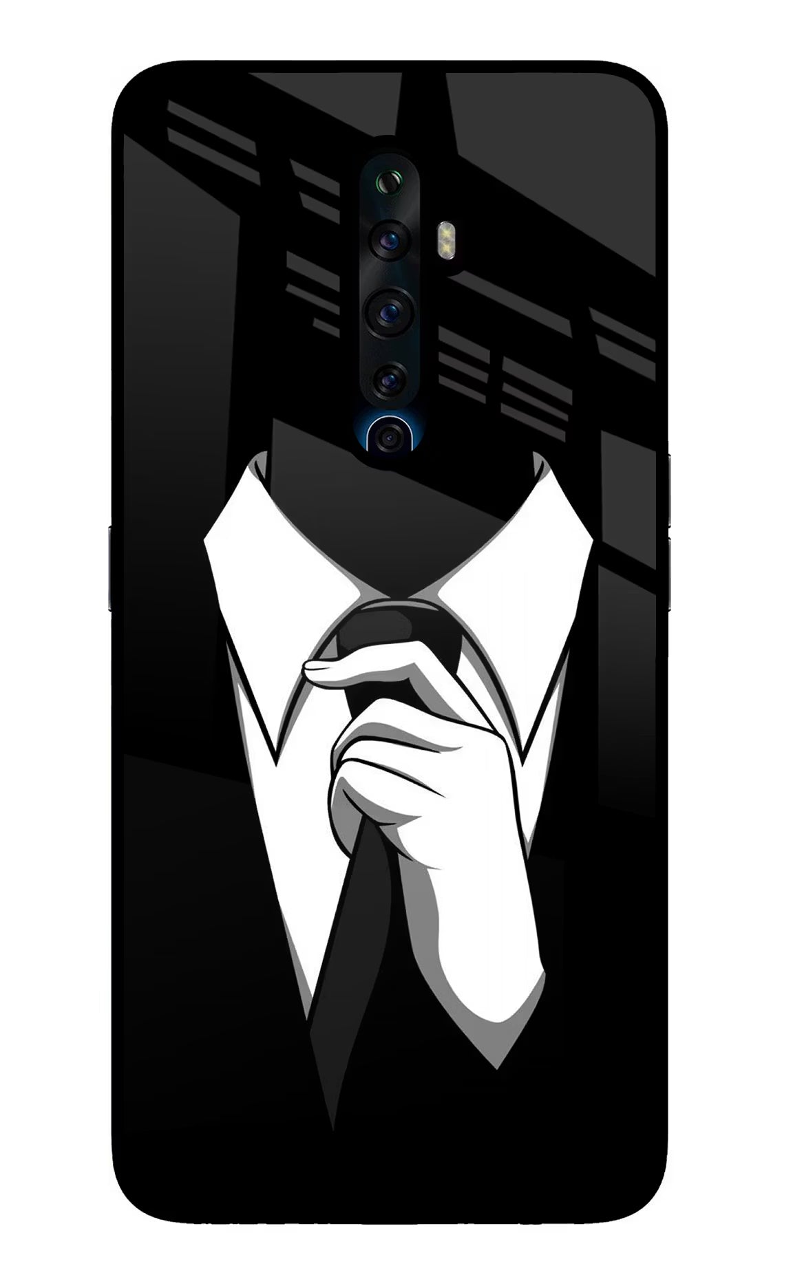 Black Tie Oppo Reno2 Z Glass Case Back Cover by Casekaro