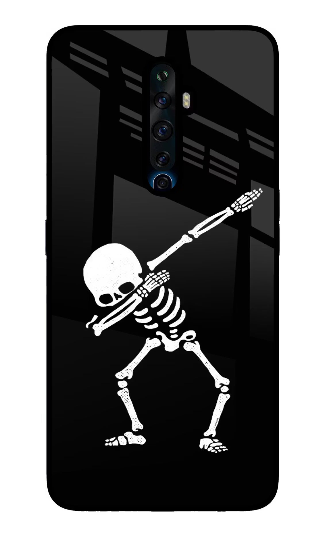 Dabbing Skeleton Art Oppo Reno2 Z Glass Case Back Cover by Casekaro