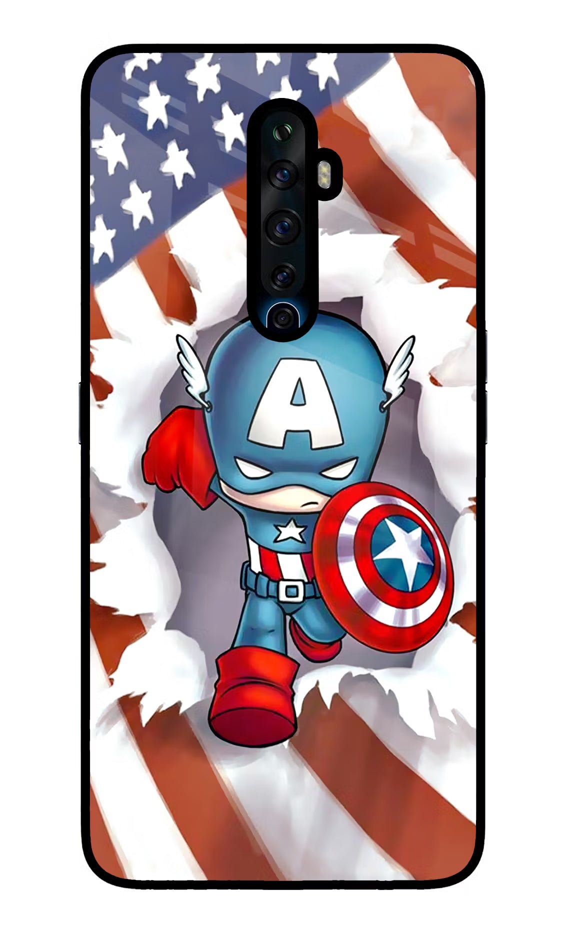 Captain America Oppo Reno2 Z Glass Case Back Cover by Casekaro