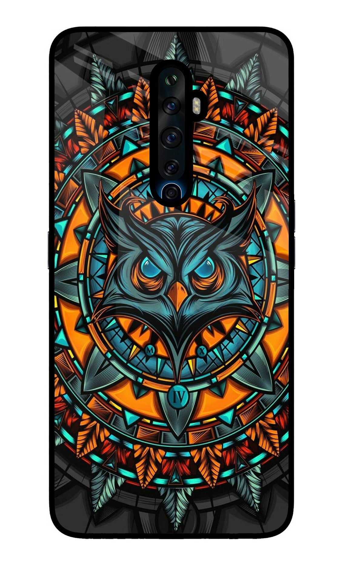 Angry Owl Art Oppo Reno2 Z Glass Case