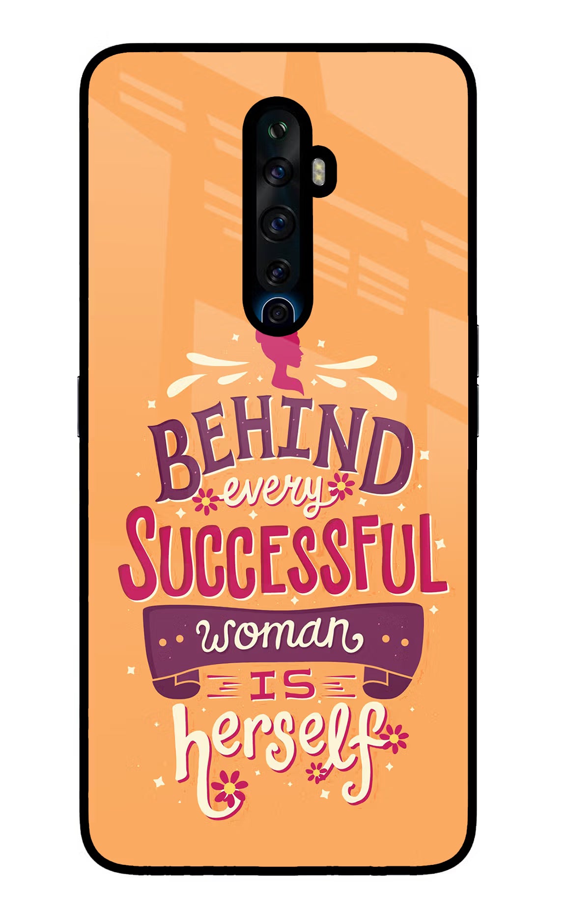 Behind Every Successful Woman There Is Herself Oppo Reno2 Z Glass Case Back Cover by Casekaro
