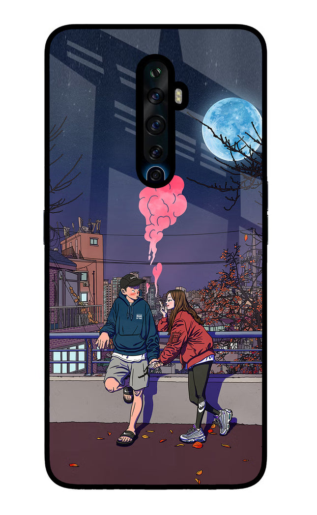 Chilling Couple Oppo Reno2 Z Glass Case Back Cover by Casekaro
