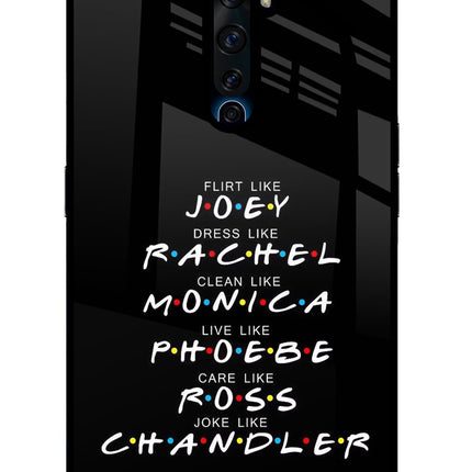 FRIENDS Character Oppo Reno2 Z Glass Case Back Cover by Casekaro
