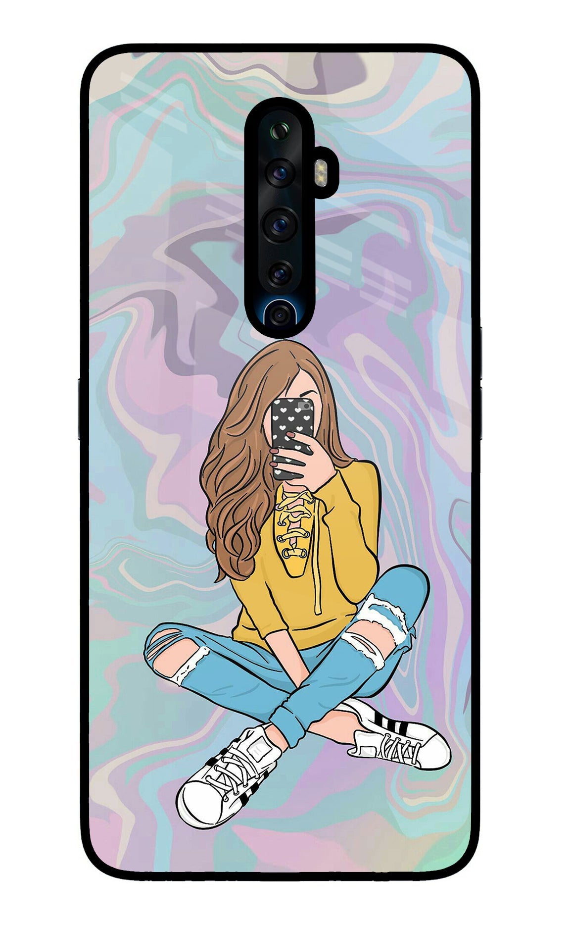 Selfie Girl Oppo Reno2 Z Glass Case