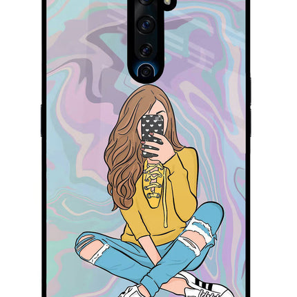 Selfie Girl Oppo Reno2 Z Glass Case Back Cover by Casekaro
