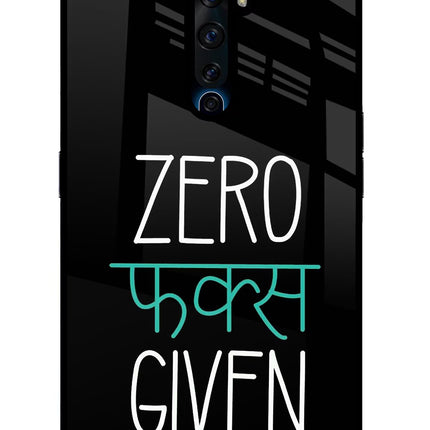 Zero Fucks Given Oppo Reno2 Z Glass Case Back Cover by Casekaro