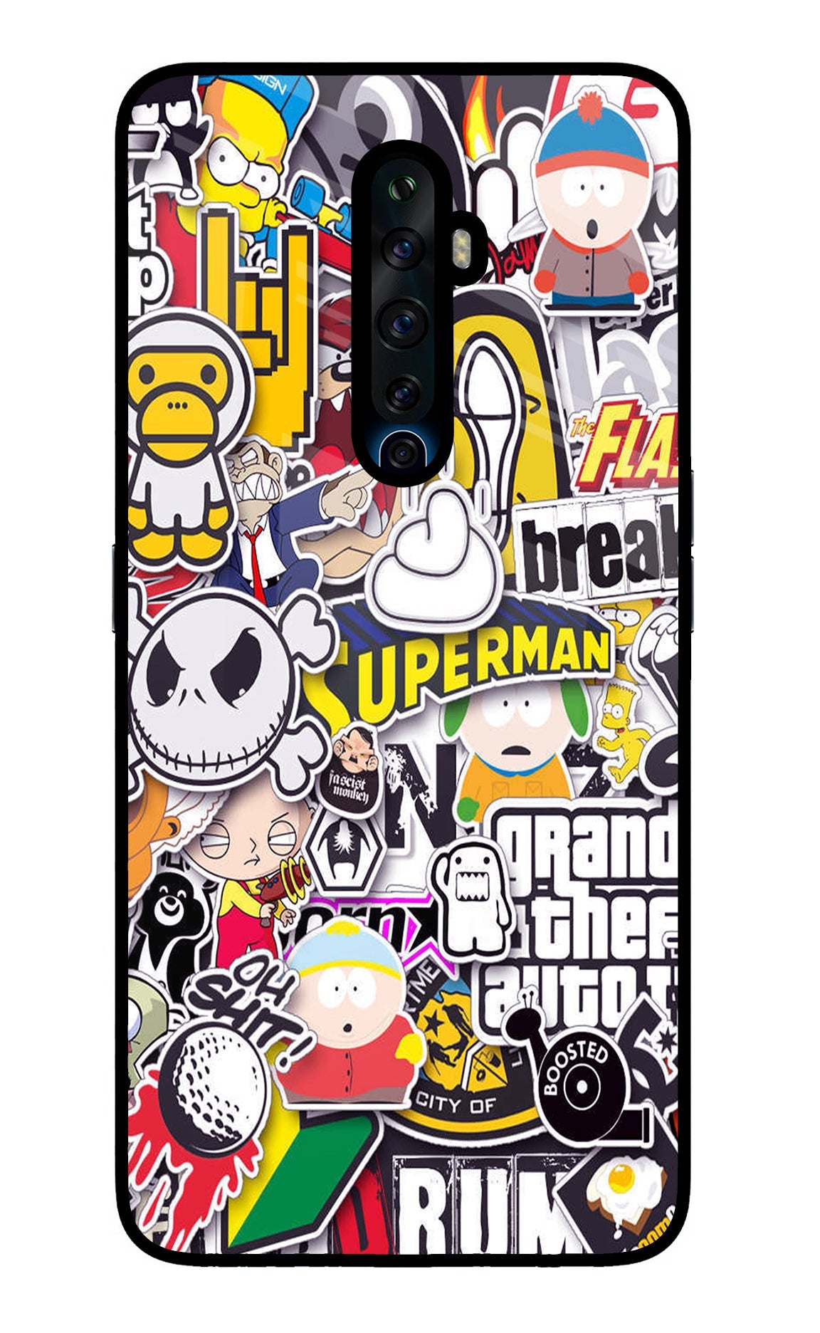 Sticker Bomb Oppo Reno2 Z Glass Case