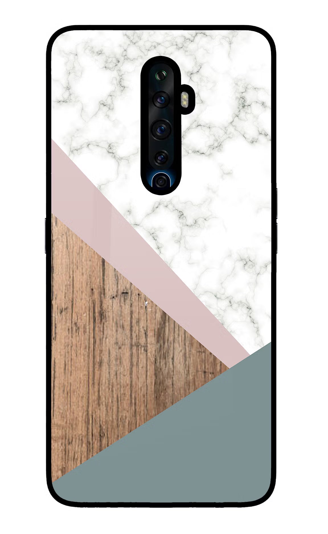 Marble wood Abstract Oppo Reno2 Z Glass Case Back Cover by Casekaro