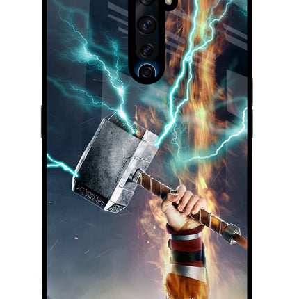 Thor Hammer Mjolnir Oppo Reno2 Z Glass Case Back Cover by Casekaro