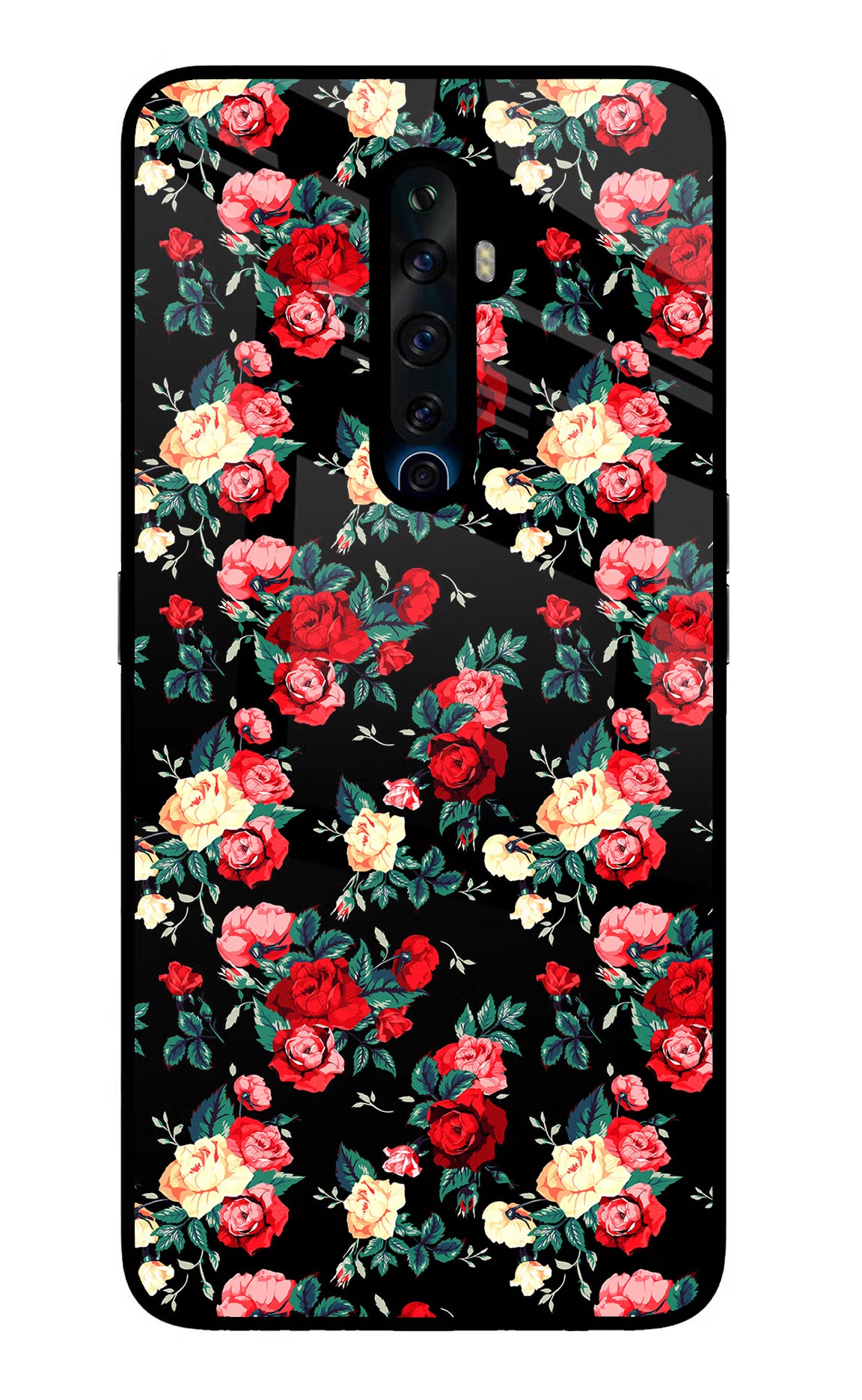 Rose Pattern Oppo Reno2 Z Glass Case Back Cover by Casekaro
