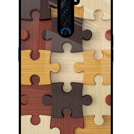 Wooden Puzzle Oppo Reno2 Z Glass Case Back Cover by Casekaro