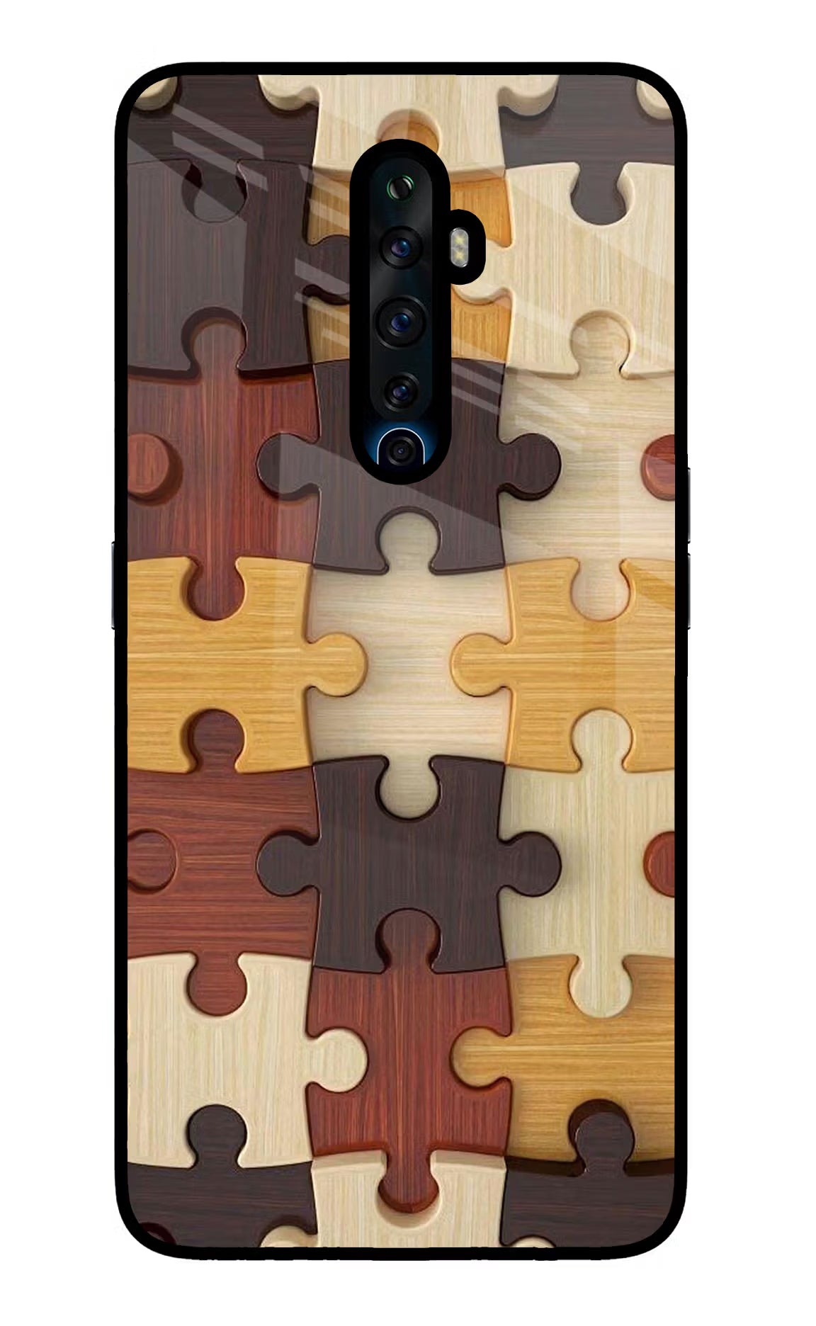 Wooden Puzzle Oppo Reno2 Z Glass Case Back Cover by Casekaro