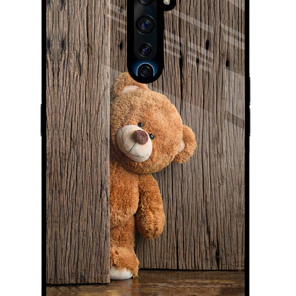Teddy Wooden Oppo Reno2 Z Glass Case Back Cover by Casekaro
