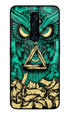 Green Owl Oppo Reno2 Z Glass Case