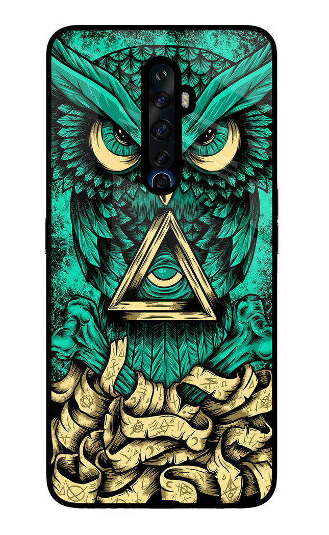 Green Owl Oppo Reno2 Z Glass Case Back Cover by Casekaro