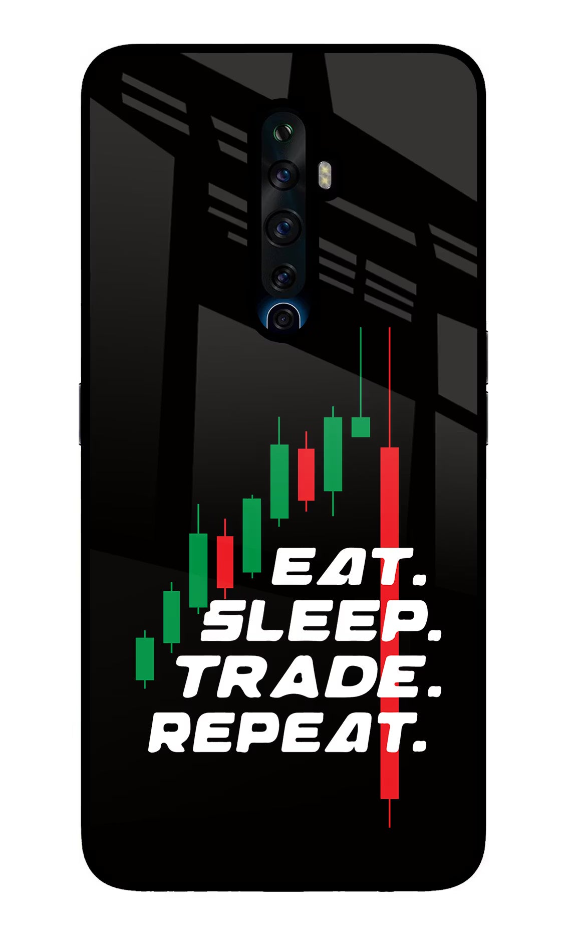 Eat Sleep Trade Repeat Oppo Reno2 Z Glass Case Back Cover by Casekaro