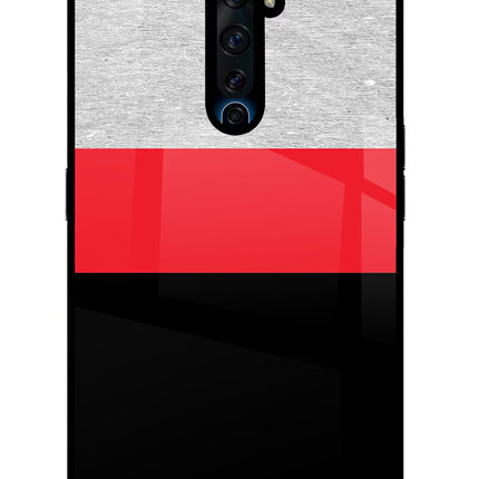 Tri Color Pattern Oppo Reno2 Z Glass Case Back Cover by Casekaro