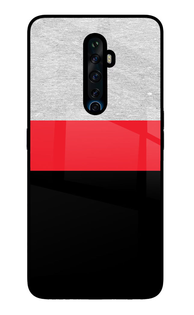 Tri Color Pattern Oppo Reno2 Z Glass Case Back Cover by Casekaro