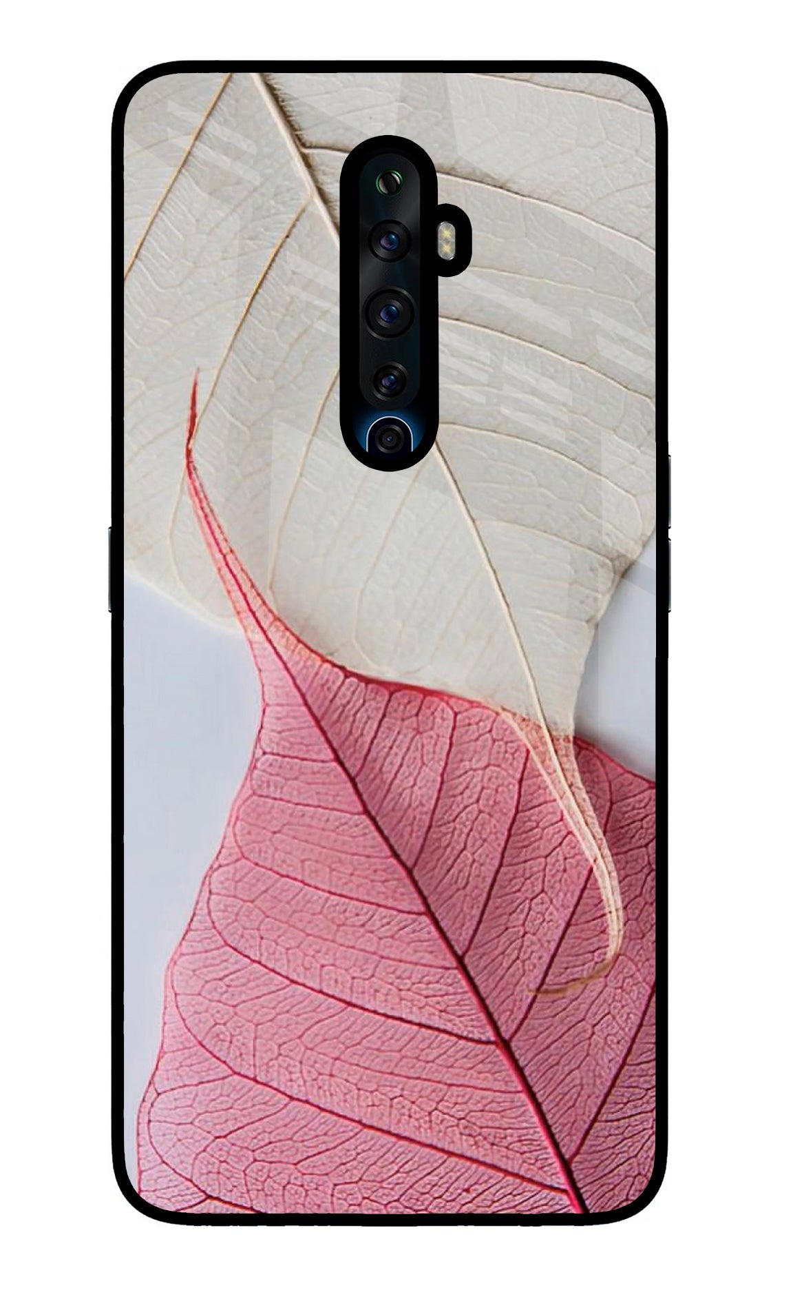 White Pink Leaf Oppo Reno2 Z Back Cover