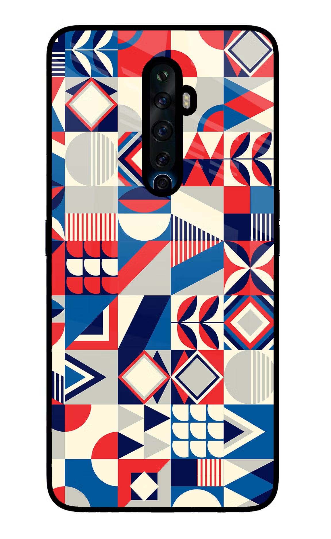 Colorful Pattern Oppo Reno2 Z Glass Case Back Cover by Casekaro