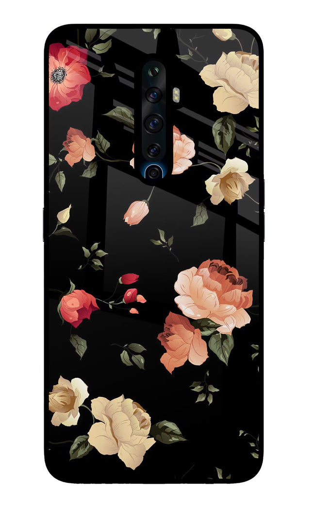 Flowers Oppo Reno2 Z Glass Case Back Cover by Casekaro