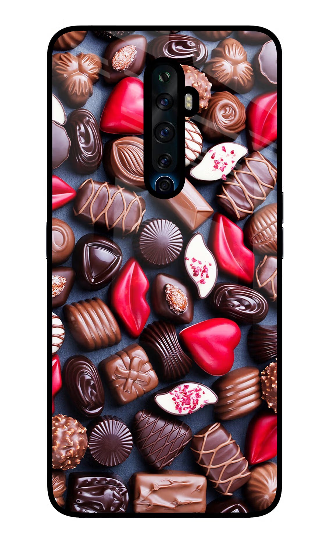 Chocolates Oppo Reno2 Z Glass Case Back Cover by Casekaro
