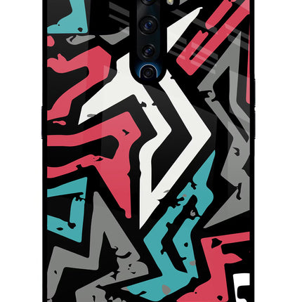 Geometric Graffiti Oppo Reno2 Z Glass Case Back Cover by Casekaro