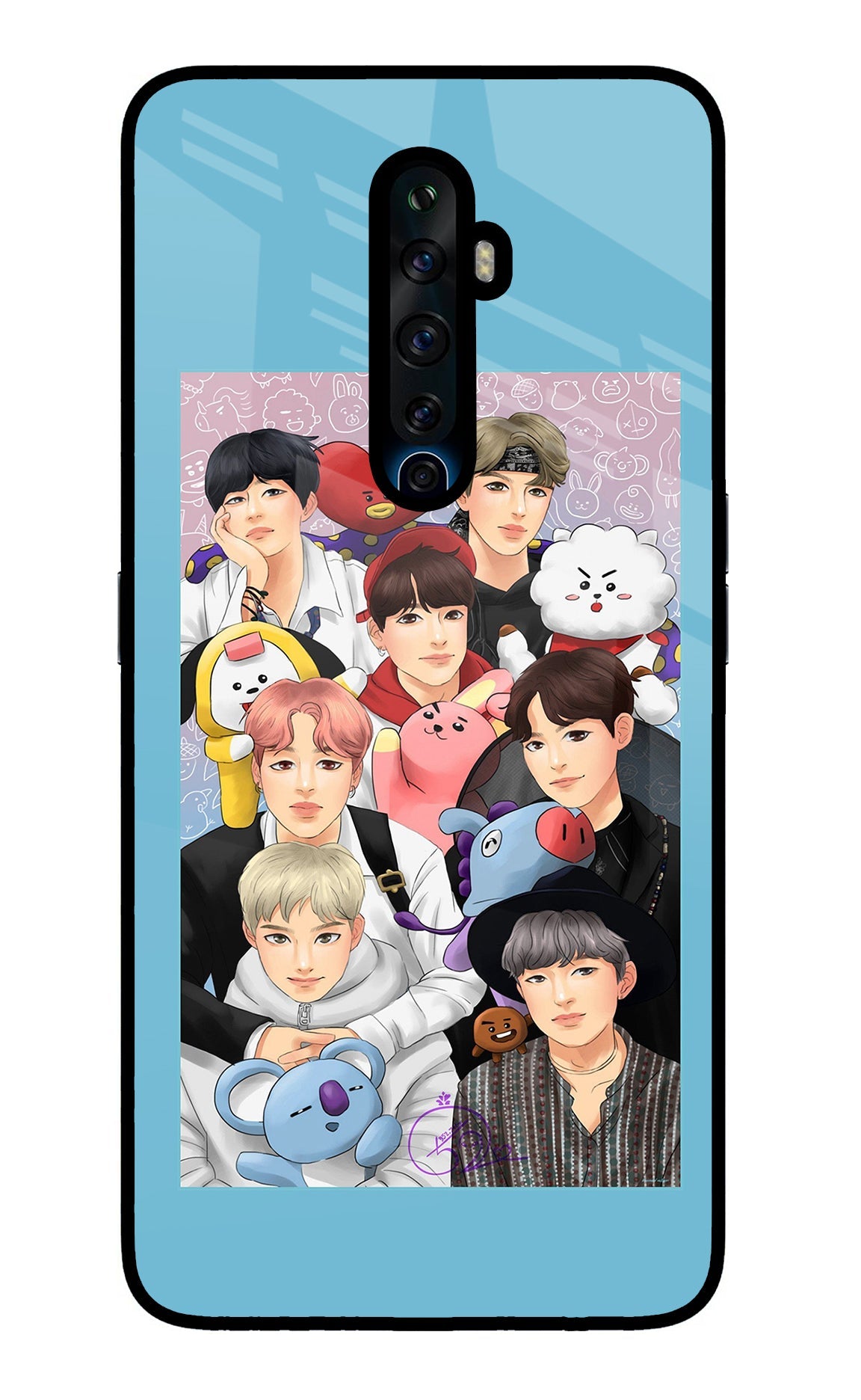 BTS with animals Oppo Reno2 Z Glass Case