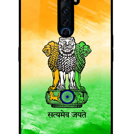 Satyamev Jayate Flag Oppo Reno2 Z Glass Case Back Cover by Casekaro