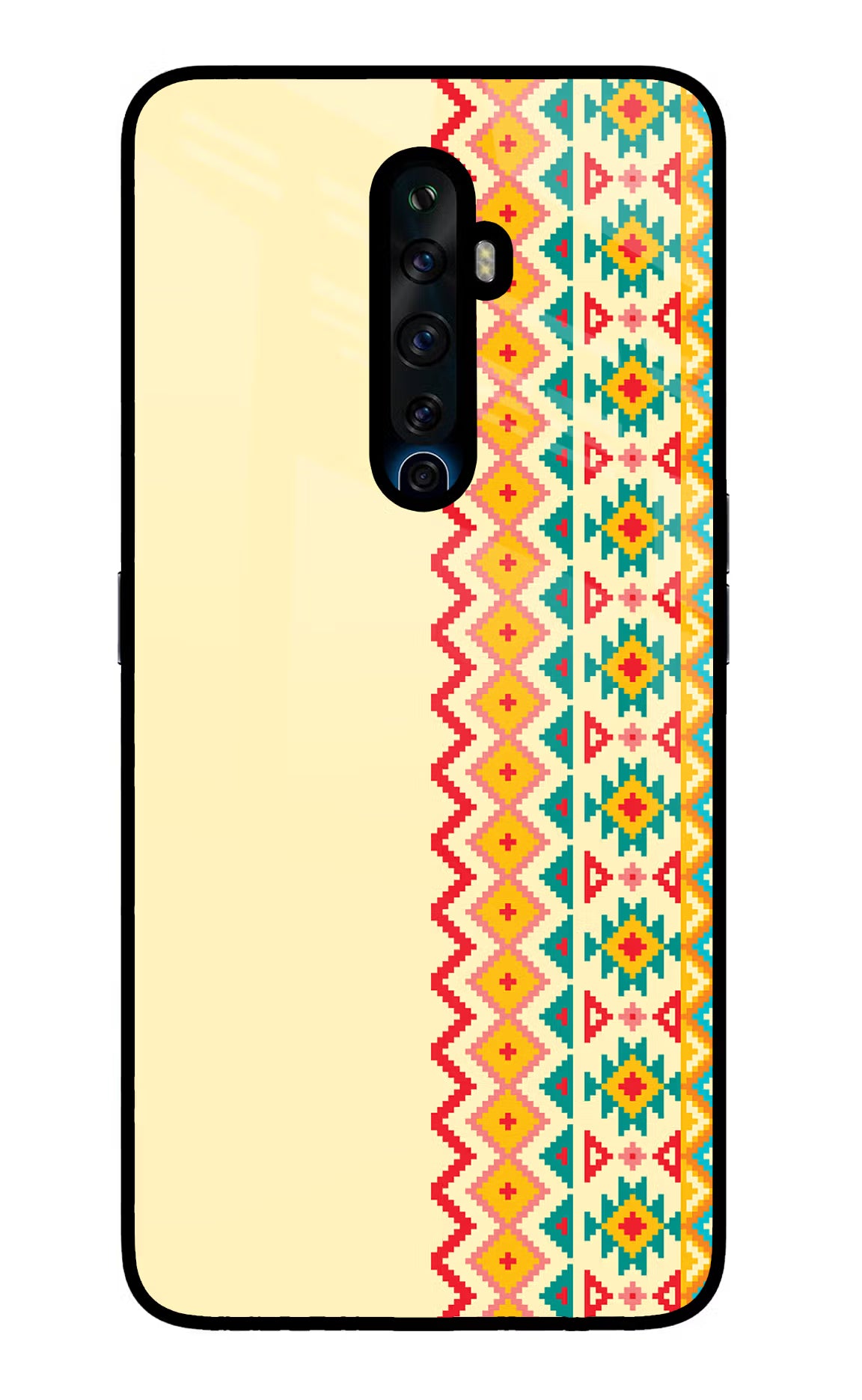 Ethnic Seamless Oppo Reno2 Z Glass Case Back Cover by Casekaro