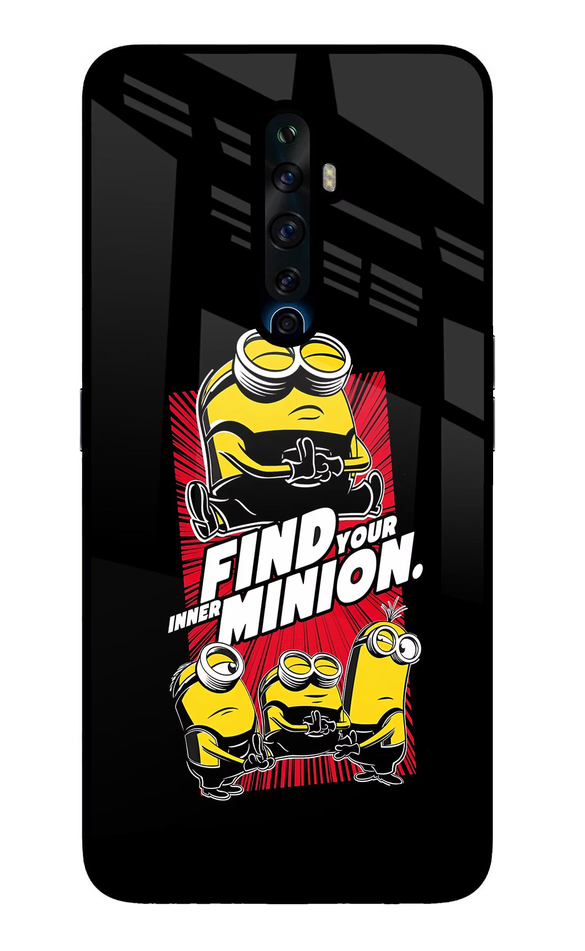 Find your inner Minion Oppo Reno2 Z Glass Case Back Cover by Casekaro