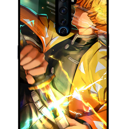 Demon Slayer Oppo Reno2 Z Glass Case Back Cover by Casekaro